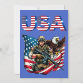 American Soldier Eagle USA Flag Patriotische Kunst Dankeskarte