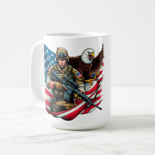 American Soldier Eagle USA Flag Patriotische Kunst Kaffeetasse