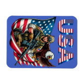 American Soldier Eagle USA Flag Patriotische Kunst Magnet (Horizontal)