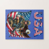American Soldier Eagle USA Flag Patriotische Kunst Puzzle (Horizontal)