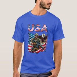 American Soldier Eagle USA Flag Patriotische Kunst T-Shirt