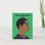 American Son Birthday Card Karte<br><div class="desc">Auf dieser Karte steht ein junges afroamerikanisches Männchen,  das ein schwarzes Shirt trägt. Schicken Sie Ihrer Lieben eine Karte,  die zuverlässig ist und Ihre Nachricht so ausdrückt,  wie Sie es sich vorgestellt haben.</div>