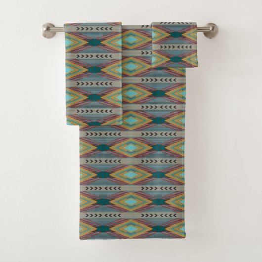 American Southwest Patterned Art And Earthy Colors Badhandtuch Set (Insitu)