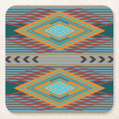 American Southwest Patterned Art And Earthy Colors Rechteckiger Pappuntersetzer (Vorderseite)