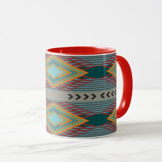 American Southwest Patterned Art And Earthy Colors Tasse (VorderseiteRechts)