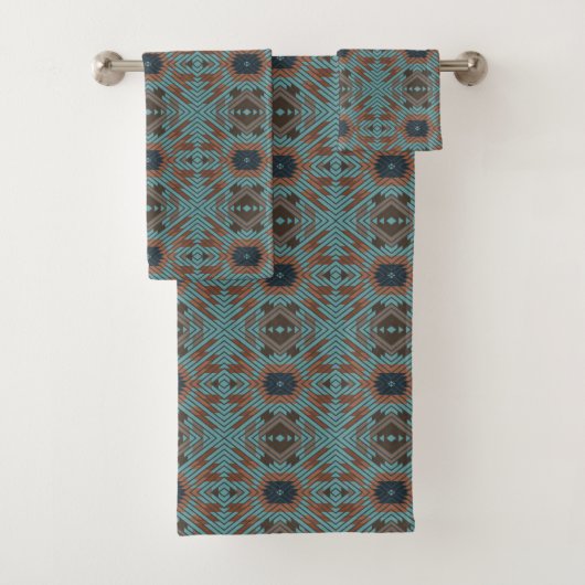 American Southwest Tribal Patterned Art And Colors Badhandtuch Set (Insitu)