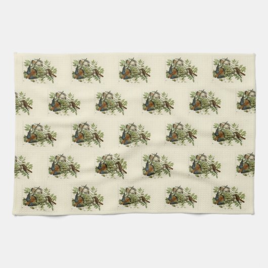 American Sparrow Hawk - Audubons Vögel in Amerika Geschirrtuch (Horizontal)