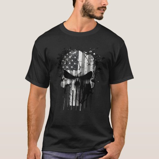 American Spartan Reaper Themed USA Flag National P T-Shirt (Vorderseite)