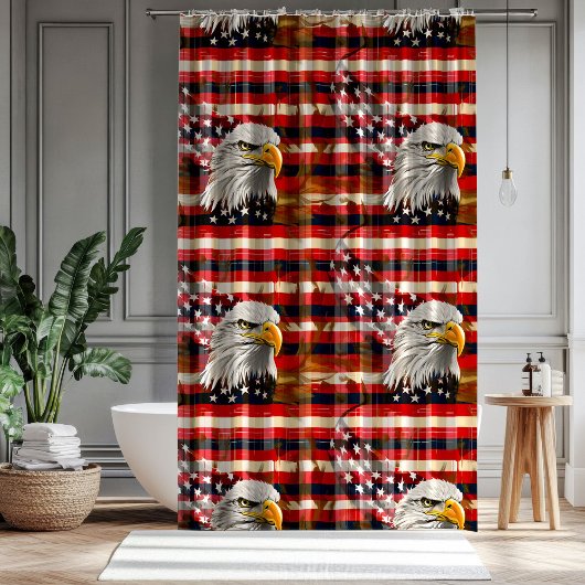 American Spirit Curtain Eagle & Flag Décor Gift Duschvorhang