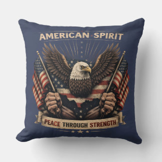 American Spirit Eagle Patriotic USA Flag Peace Thr Kissen