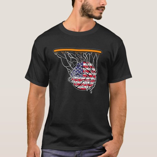 American Sport Basketball Basketball Ball USA Flag T-Shirt (Vorderseite)