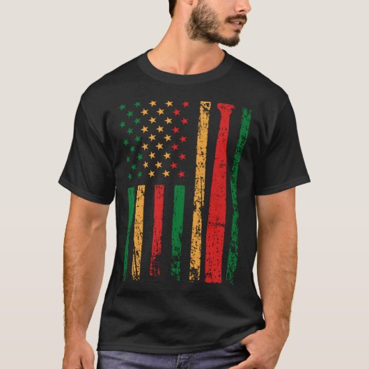 American Sports Flag Black History Month Baseball T-Shirt (Vorderseite)