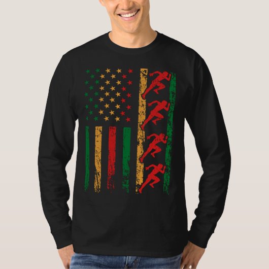 American Sports Flag Black History Month Track And T-Shirt (Vorderseite)
