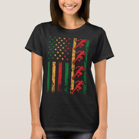 American Sports Flag Black History Month Track And T-Shirt (Vorderseite)