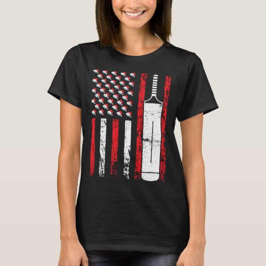 American Sports Flag Christmas Cricket Athletic T-Shirt (Vorderseite)