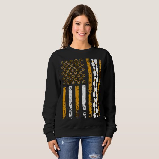 American Sports Flag Construction Tools Bowling Pi Sweatshirt (Vorne ganz)