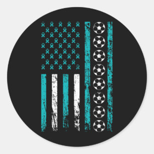American Sports Flag Footbyll Stress Awareness Mon Runder Aufkleber