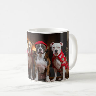 American Staffordshire am Kamin Weihnachten Kaffeetasse