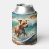 American Staffordshire Beach Surfing Malerei Dosenkühler (Kanne Vorderseite)