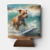 American Staffordshire Beach Surfing Malerei Dosenkühler (Rückseite)