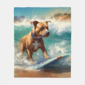 American Staffordshire Beach Surfing Malerei Fleecedecke (Vorderseite)