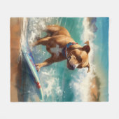 American Staffordshire Beach Surfing Malerei Fleecedecke (Vorderseite (Horizontal))