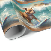 American Staffordshire Beach Surfing Malerei Geschenkpapier (Rolleneckpunkt)