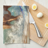 American Staffordshire Beach Surfing Malerei Geschirrtuch (Viertel Falte)