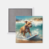 American Staffordshire Beach Surfing Malerei Magnet (Vorderseite/Rückseite)