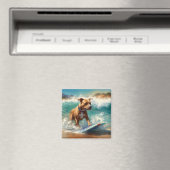 American Staffordshire Beach Surfing Malerei Magnet (In Situ (Geschirrspüler))