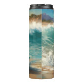 American Staffordshire Beach Surfing Malerei Thermosbecher (Rückseite)