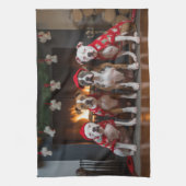 American Staffordshire by Fireplace Christmas Geschirrtuch (Vertikal)