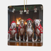 American Staffordshire by Fireplace Christmas Keramikornament (Links)