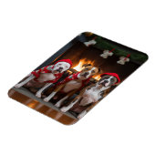 American Staffordshire by Fireplace Christmas Magnet (Linke Seite)