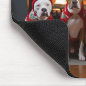 American Staffordshire by Fireplace Christmas Mousepad (Ecke)