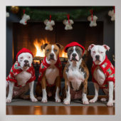 American Staffordshire by Fireplace Christmas Poster (Vorne)