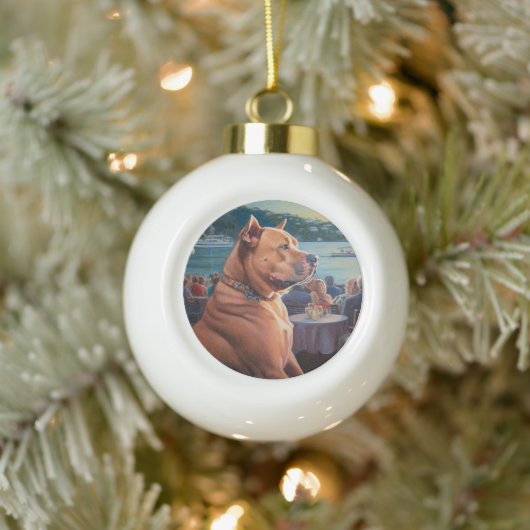 American Staffordshire Christmas Cruise: Pawsome Keramik Kugel-Ornament (Baum)