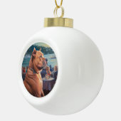American Staffordshire Christmas Cruise: Pawsome Keramik Kugel-Ornament (Rechts)