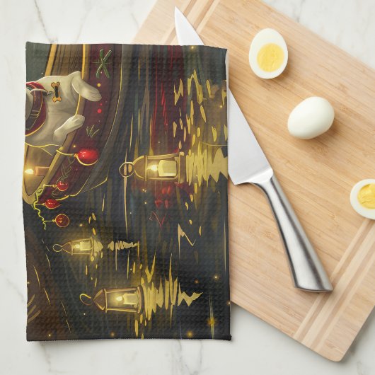 American Staffordshire Christmas Festive Voyage Geschirrtuch (Viertel Falte)