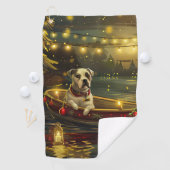 American Staffordshire Christmas Festive Voyage Golfhandtuch (Insitu)