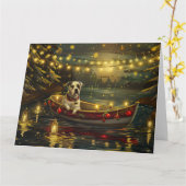 American Staffordshire Christmas Festive Voyage Karte (Gelbe Blume)