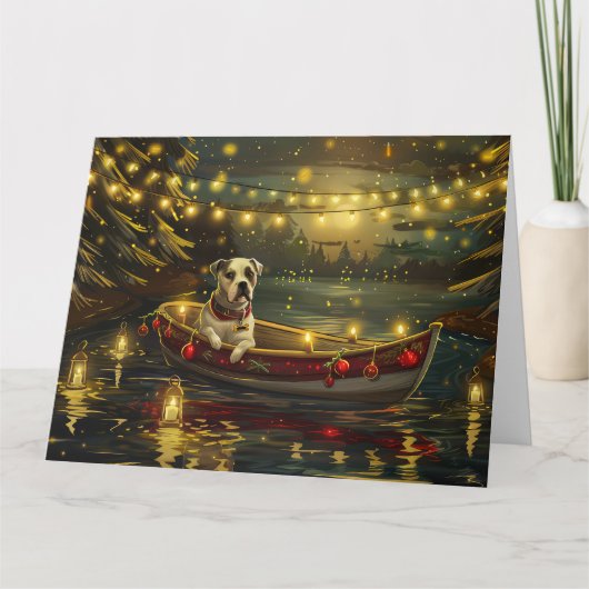 American Staffordshire Christmas Festive Voyage Karte (Vorderseite)