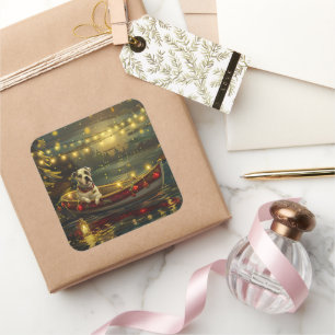 American Staffordshire Christmas Festive Voyage Quadratischer Aufkleber