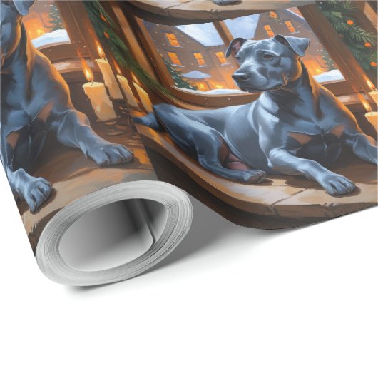 American Staffordshire Christmas Lights Holiday Geschenkpapier (Rolleneckpunkt)