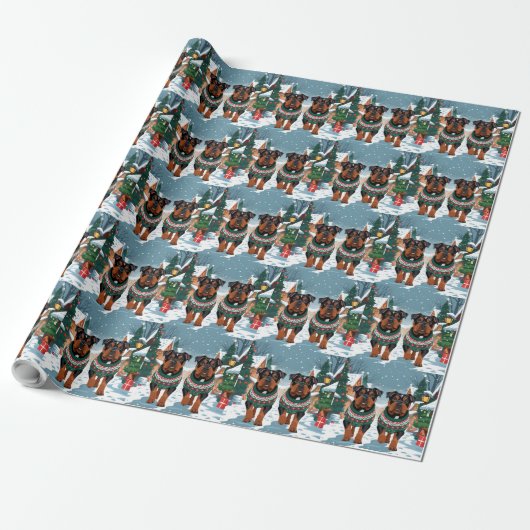 American Staffordshire Christmas Snow Holiday  Geschenkpapier (Ungerollt)