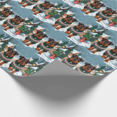 American Staffordshire Christmas Snow Holiday  Geschenkpapier (Ecke)