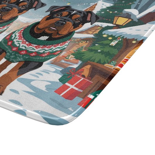 American Staffordshire Christmas Snow Holiday  Schneidebrett (Ecke)