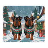 American Staffordshire Christmas Snow Holiday Schneidebrett (Vorderseite)