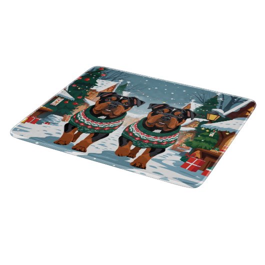 American Staffordshire Christmas Snow Holiday Schneidebrett (Ecke)