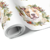 American Staffordshire Christmas Wreath Festive Geschenkpapier (Rolleneckpunkt)